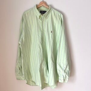 Ralph Lauren Classic Fit Striped Button Down Shirt Men's XXL Light Green Purple